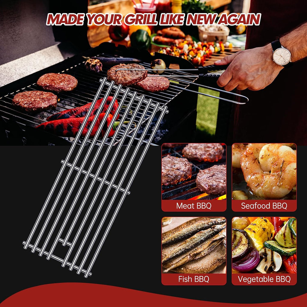 9MM 16517 Grill Grates Replacement for Bull Grill Replacement Parts, BBQ Bull Brahma 5 Burner 57568, 57569, 57568CE, 19” Lion Premium 40” 4 Burner L90000, 90000, 65073 Stainless Steel Grids