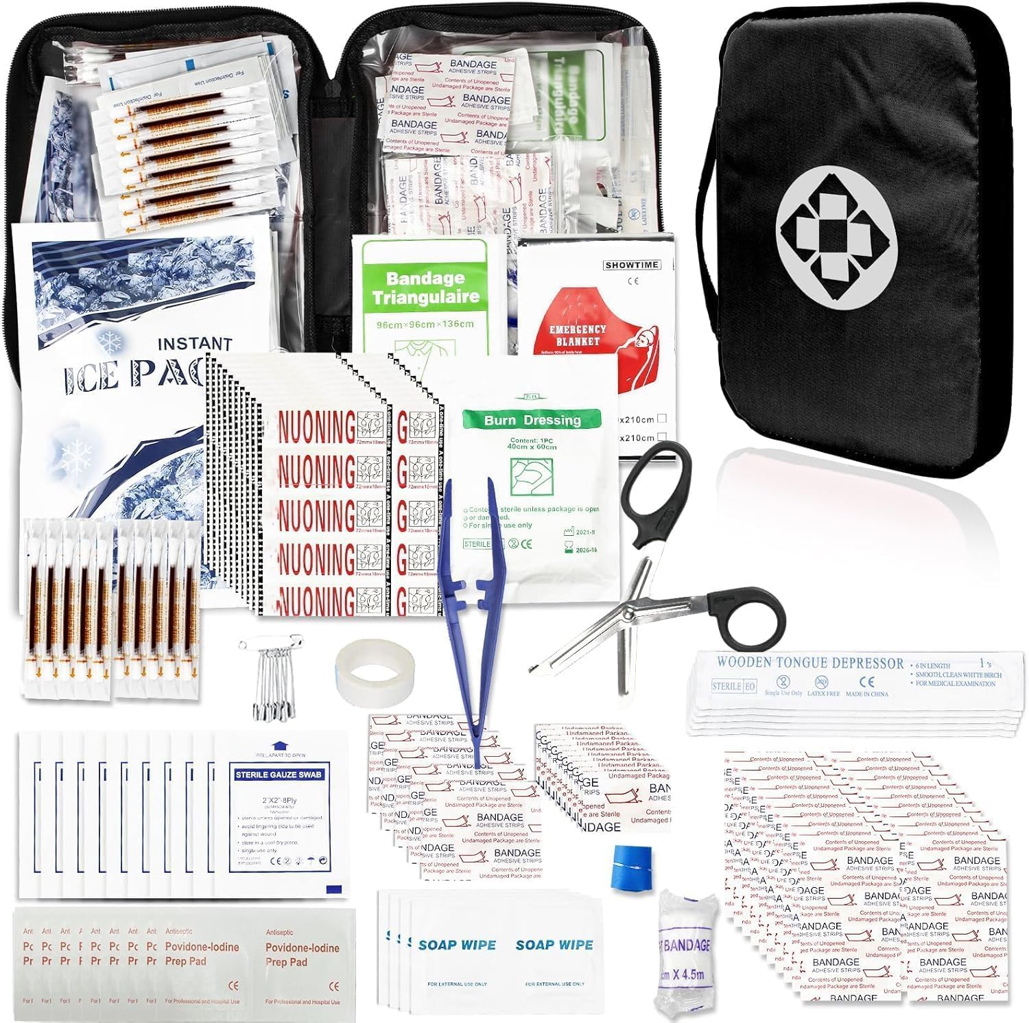 300Piece Small First Aid Kit Refill Supplies for Travel Mini Caming Emergency First Aid Kits Hiking Survival Essential Kit for Outdoor Adventure, Yellow 1st Aid