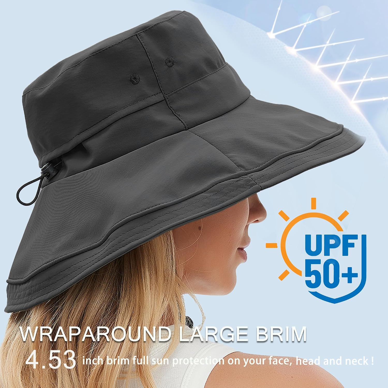 Sun Hats for Women UV Protection Wide Brim Hat with Ponytail Hole