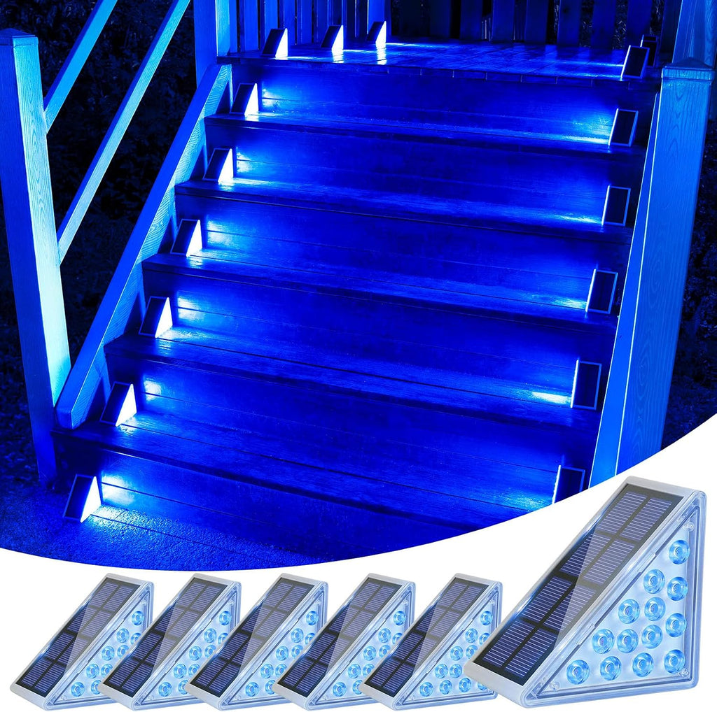 VOLISUN Solar Stair Lights 6 Pack, Solar Step Lights Outdoor Waterproof