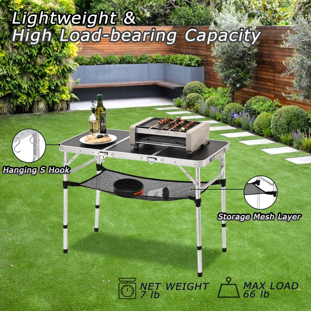 YihuiKo 3ft Folding Table, Portable Camping Table with Storage Net