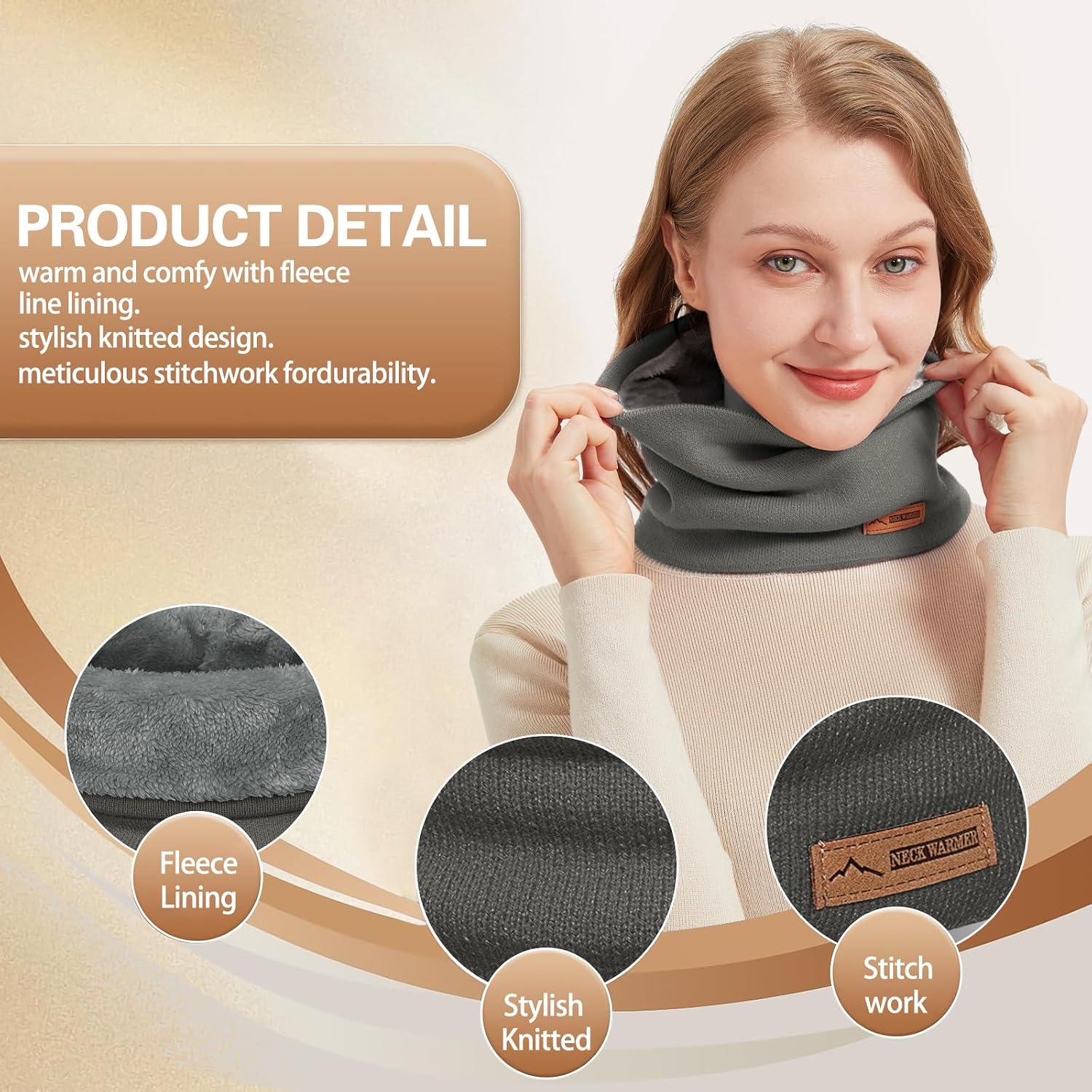 Neck Warmer Gaiter for Men Women,Winter Soft Thick Warm Fleece Lined Face Ski Mask Scarf Cold Weather Running