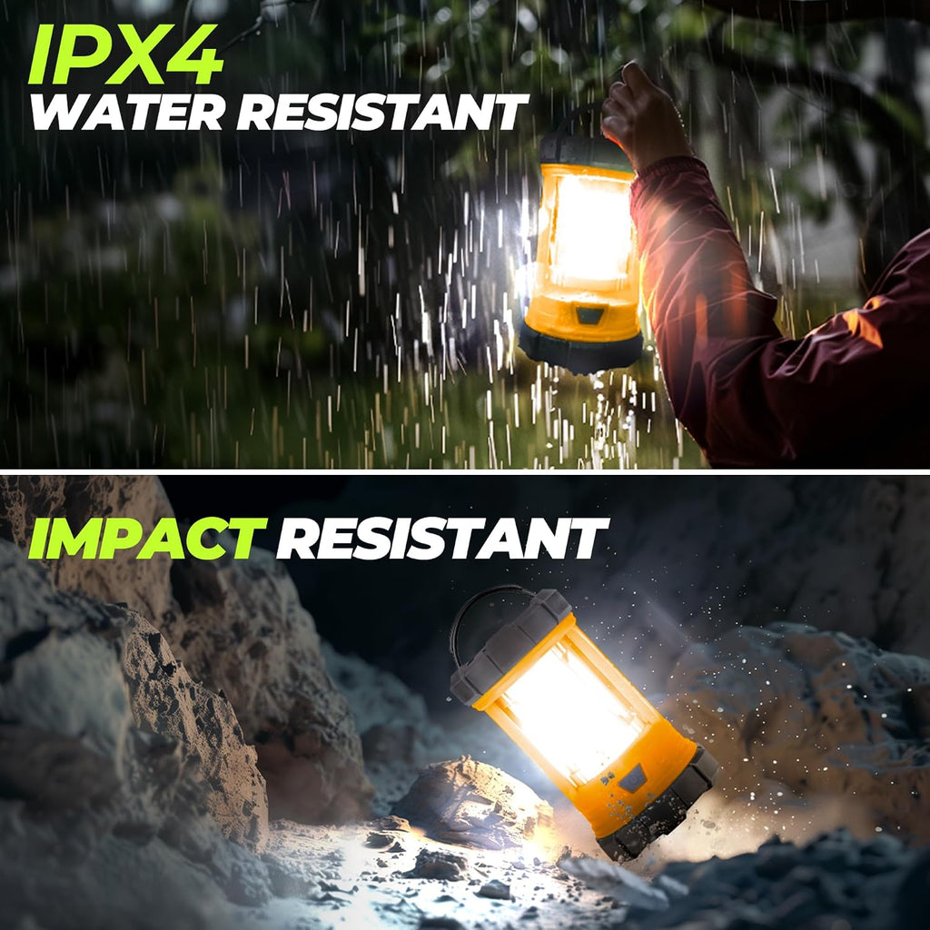 Favourlite Rechargeable Camping Lantern, 3000LM 360° LED Light for Power Outages, 4400mAh with USB-C Emergency Phone Charging, 5 Modes, Water-Resistant Tent Light with Hanging Hooks
