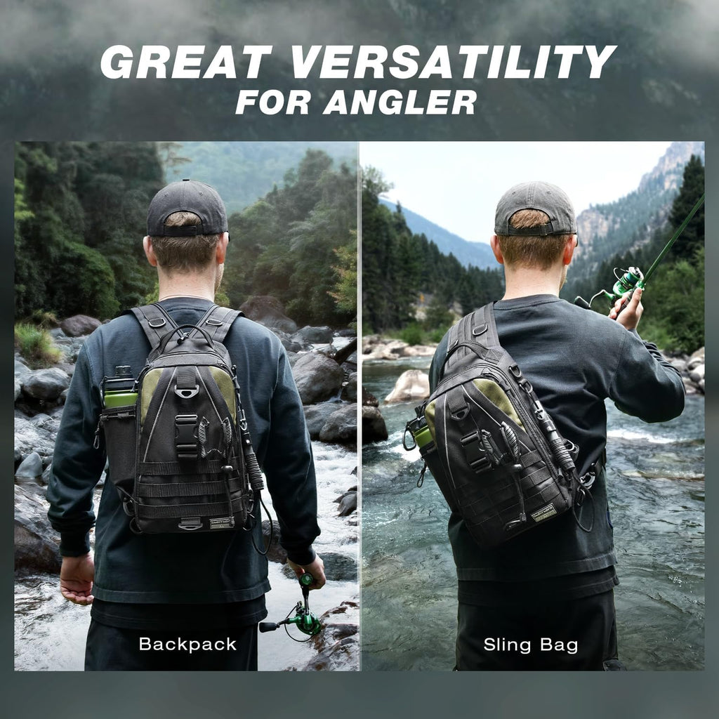Ghosthorn Fishing Tackle Backpack with Tackle Boxes Rod Holder Fishing Bag