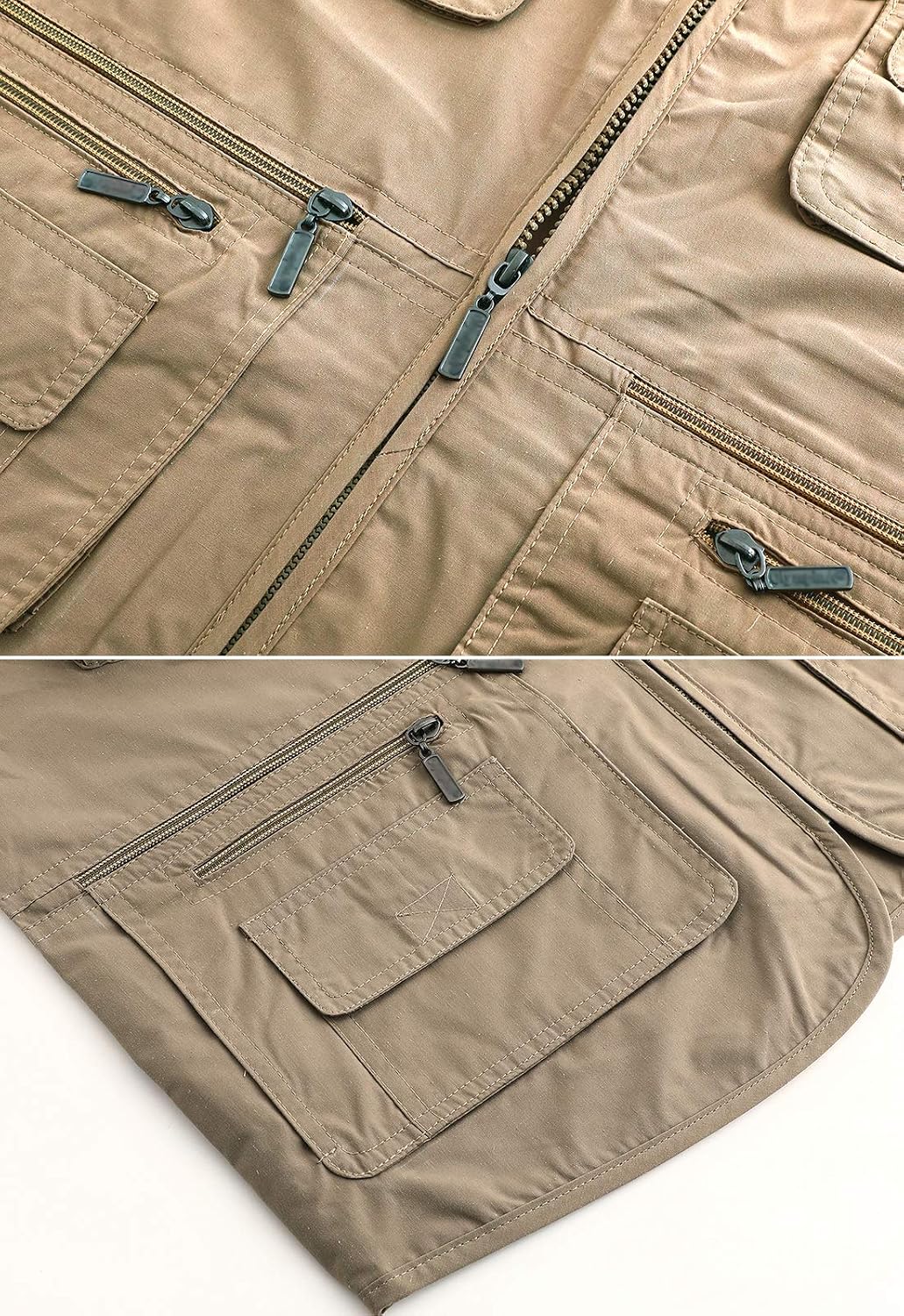 Hbufnha Men's Casual Safari Travel Vest 16 Pockets Outdoor Work Vest Sleeveless Jacket Fishing Hiking Photograph