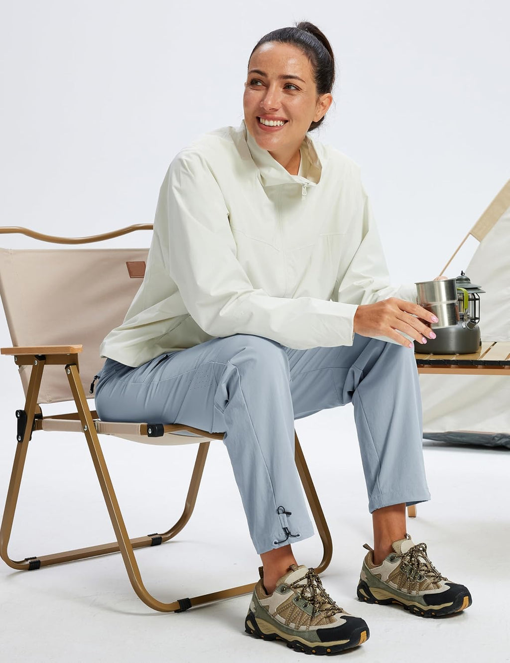 MoFiz Womens Hiking Cargo Pants Waterproof Lightweight with Zipper Pockets