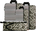 U+U 4 Set Compression Packing Cubes, Travel Organizers (Leopard)