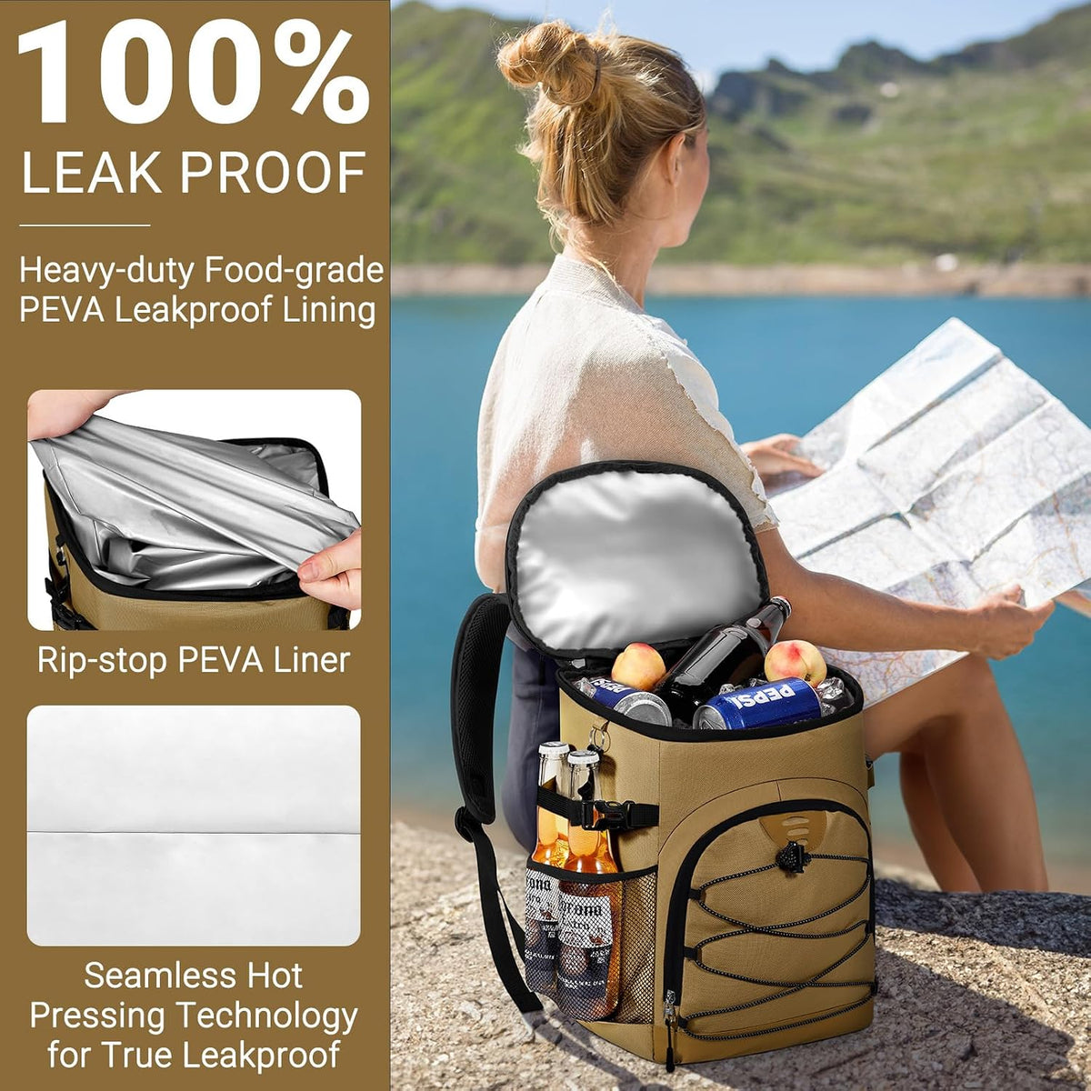 Cooler Backpack, Soft Leak Proof Backpack Coolers for Men Women