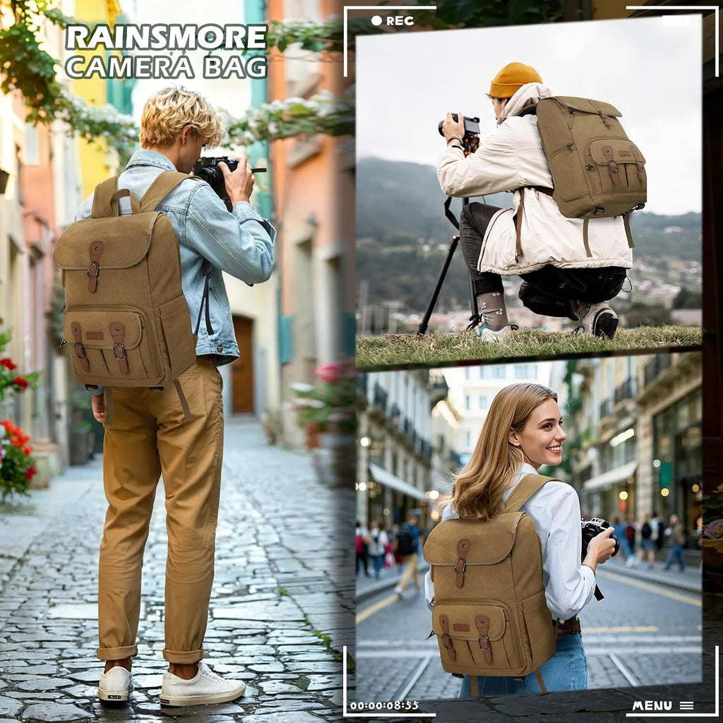 RAINSMORE Camera Backpack, DSLR SLR Mirrorless Camera Bag for Photographer