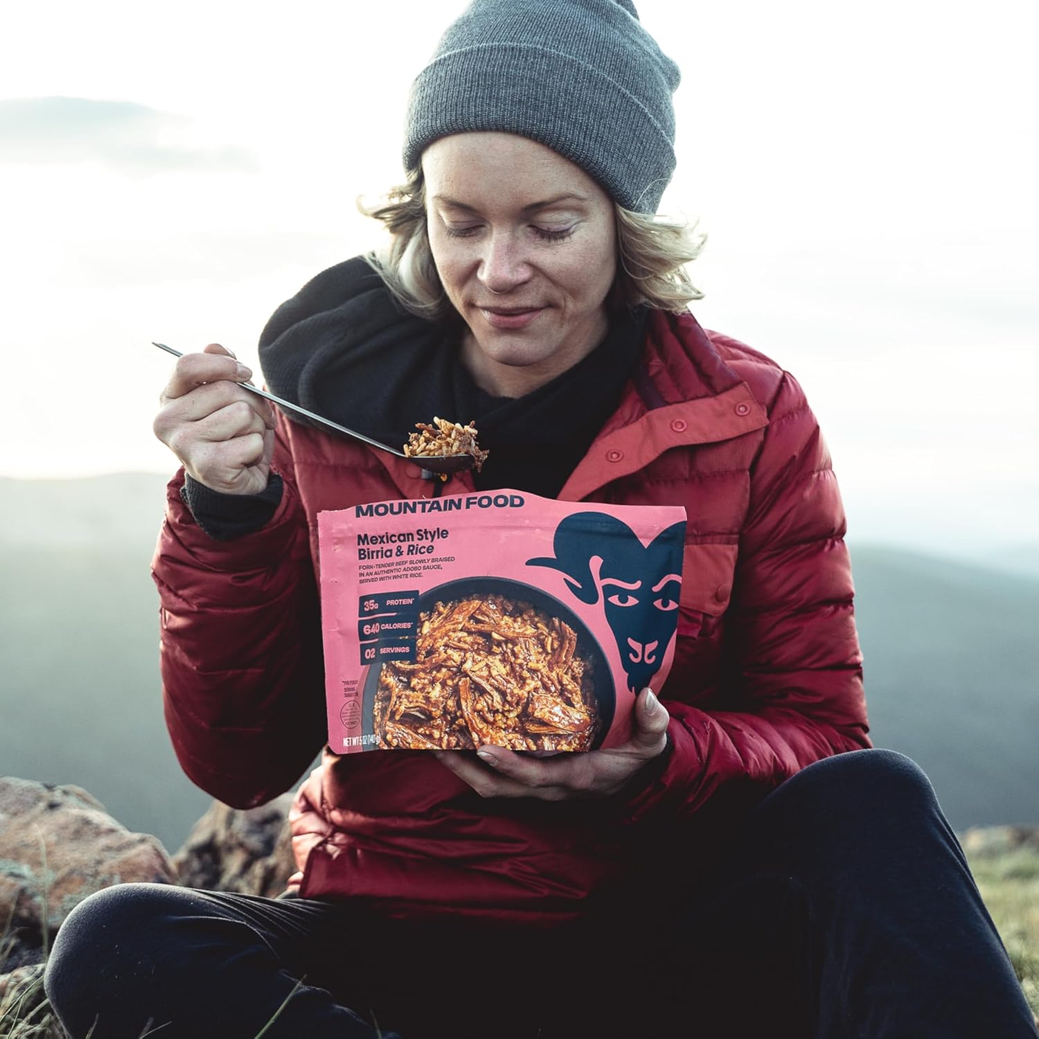 BIGHORN Mountain Food Mexican Style Birria and Rice - contains 6 packs | 12 servings | 210g Protein | 3,840 Calories - premium freeze dried meals for backpacking food - dehydrated camping food for backpacking meal - just add water - great taste
