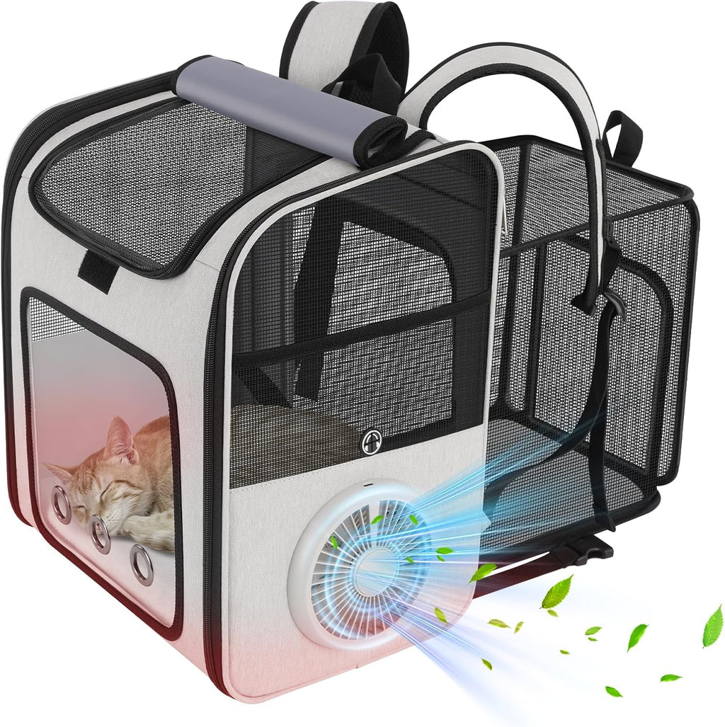 Cat Backpack Carrier with Cooling Fan & Heating Pad up to 18 lbs