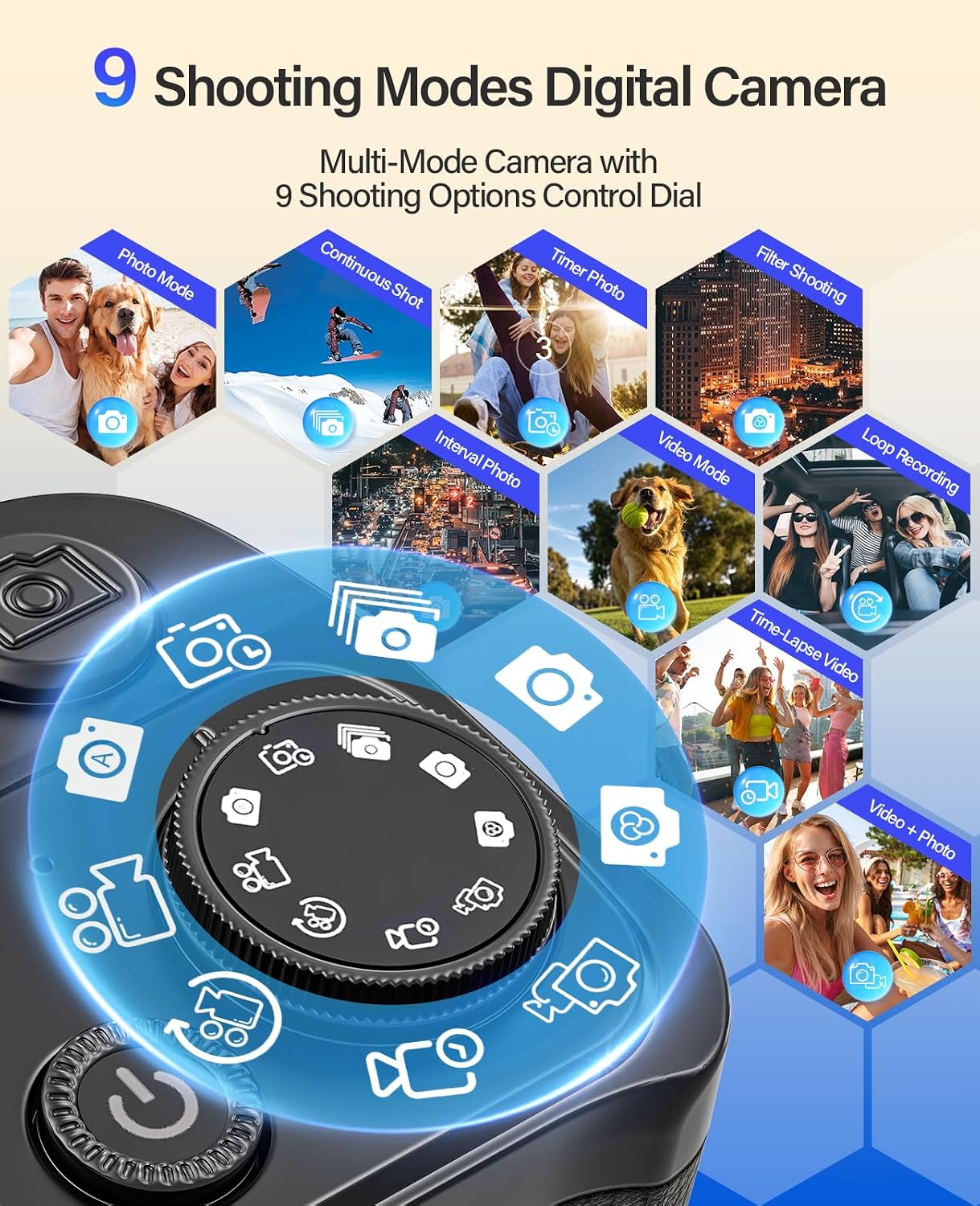 Maxmango D75 Digital Camera for Photography - 5K WiFi Vlogging Camera for YouTube 3" 180° Flip Screen 18X Digital Zoom Compact Travel Cameras with 16GB TF Card Black for Beginners