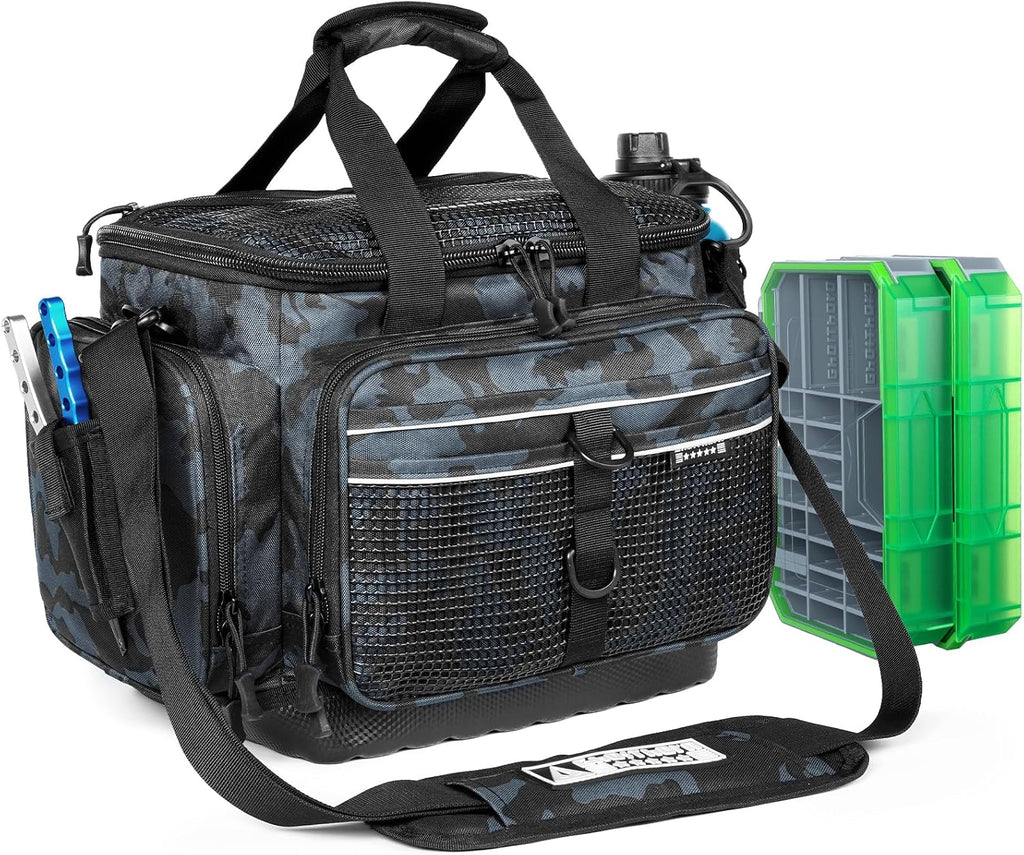 Ghosthorn Waterproof Fishing Tackle Bag with 4 3600 Boxes Lure Organizer