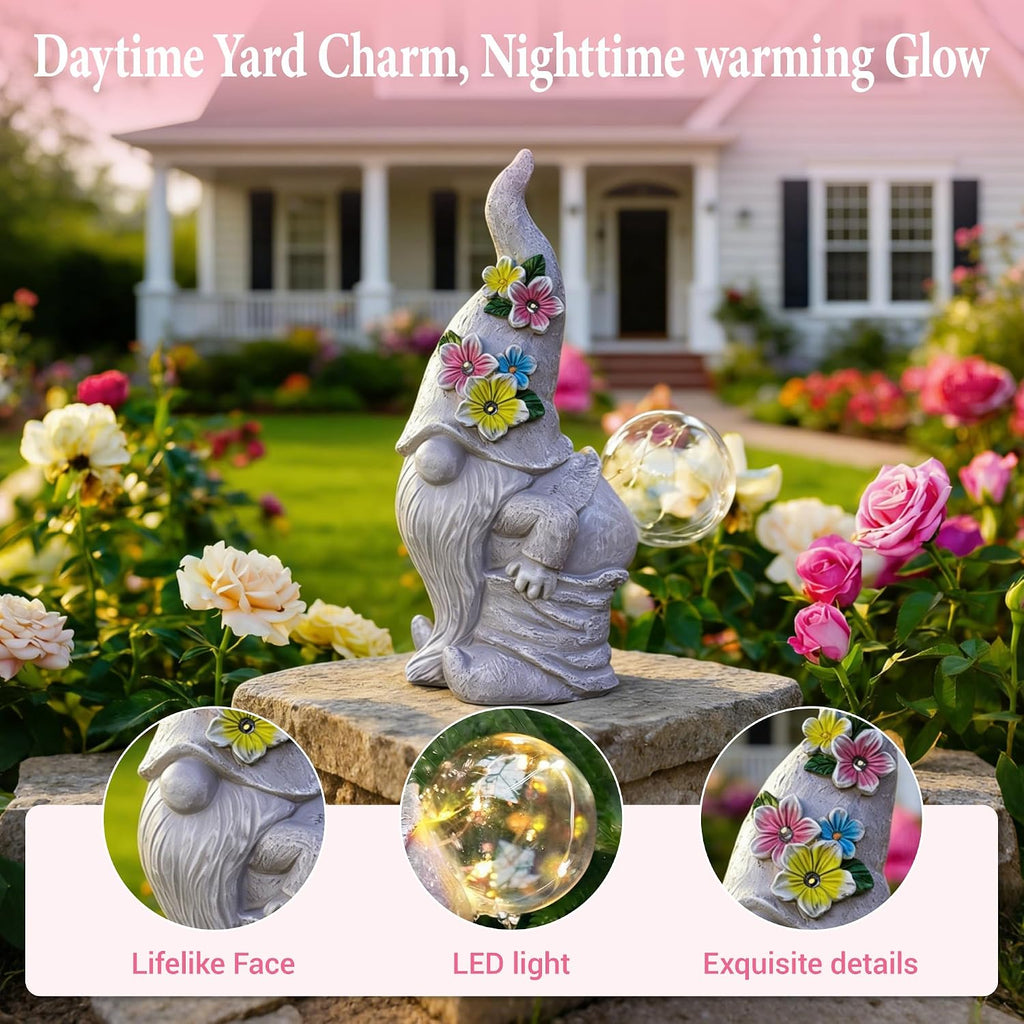 Solar Funny Garden Gnome Statue: Outdoor Lights Decorations