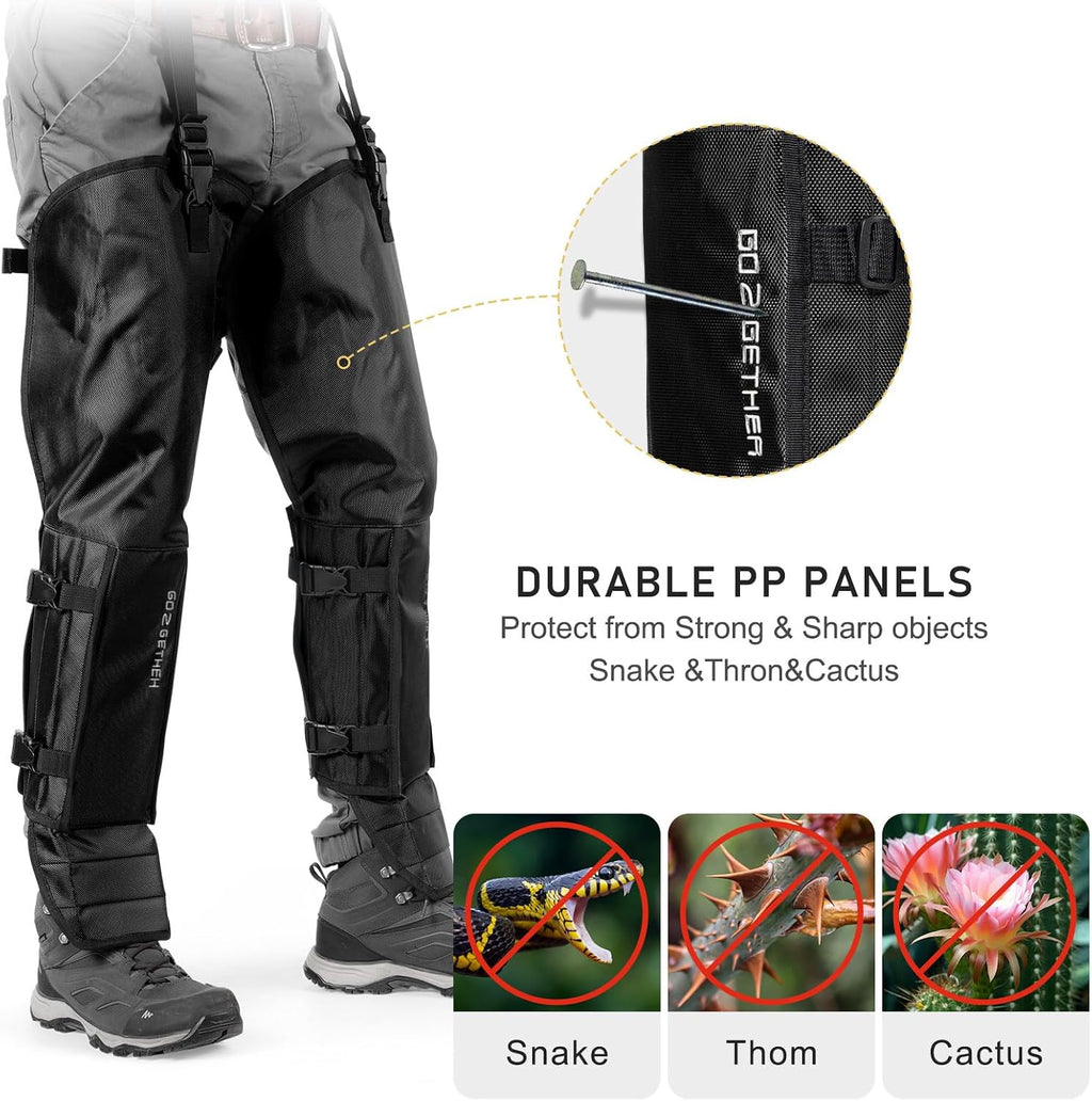 G2 GO2GETHER Snake Gaiter, Durable Snake Guard Gaiters for Hunting, Waterproof Snake Legging Chap for Men and Women,Snake Bite Protection Gaiter for Whole Leg with Adjustable Size