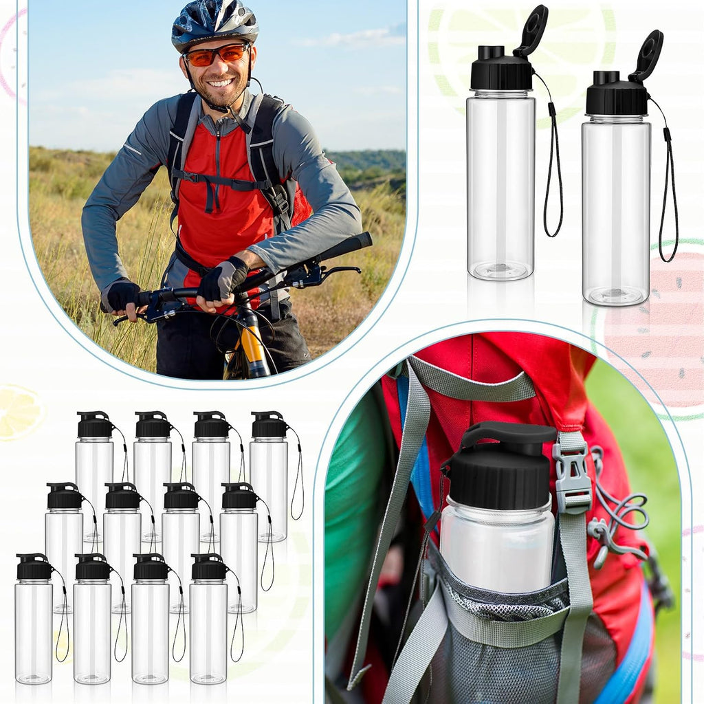 Domensi 50 Pieces Reusable Plastic Water Bottles Bulk, Black