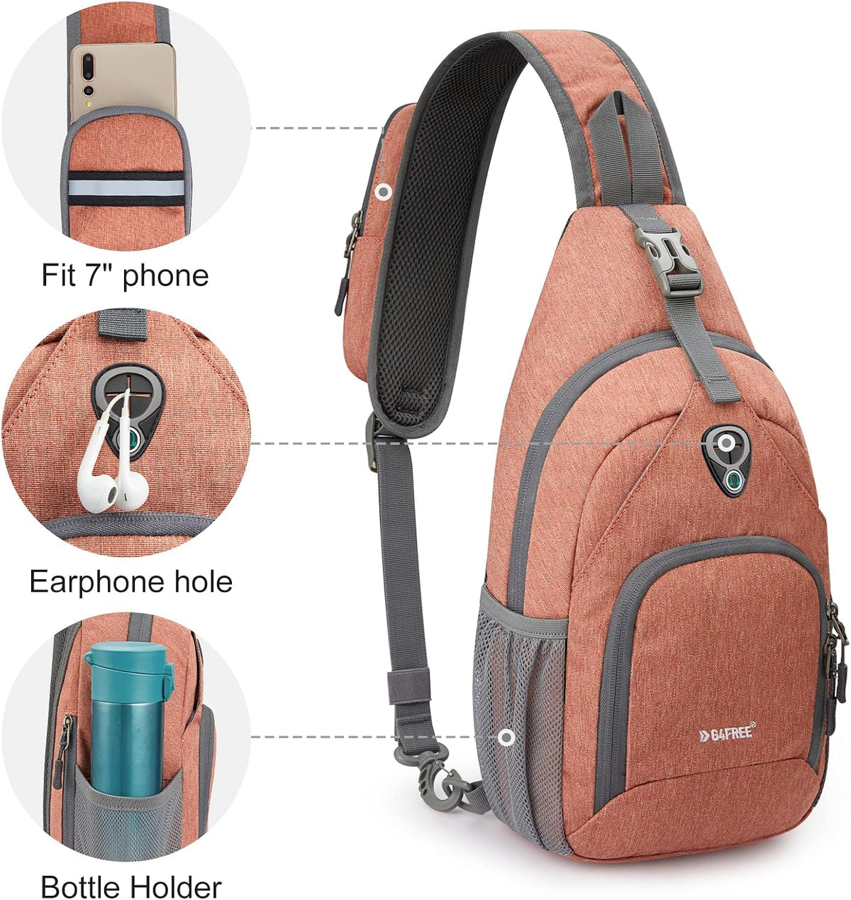 G4Free RFID Sling Bag Crossbody Backpack Small Chest Shoulder Bag Hiking Outdoor