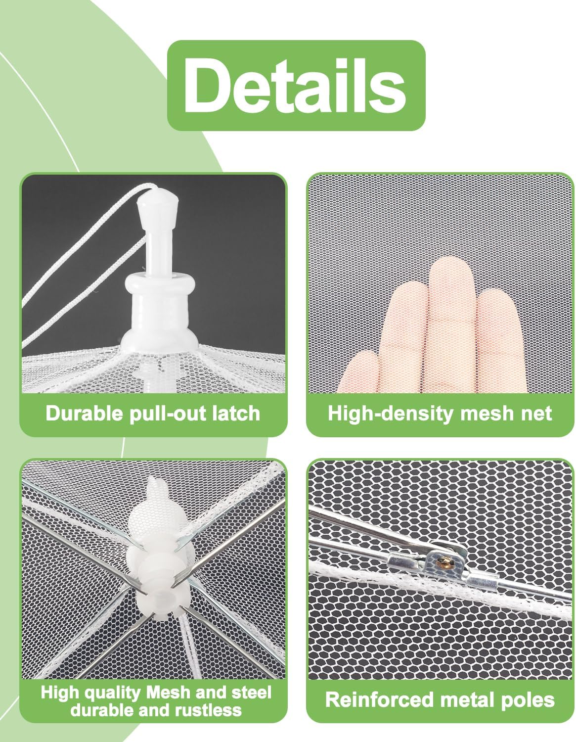 Food Covers for Outside - 2 Extra Large (40 x 25 in) & 6 Large (17 x 17 in) Pop-Up Umbrella Screen Tents- Breathable Outdoor Mesh Food Covers & Picnic Essentials - Collapsible Mesh Food Tent