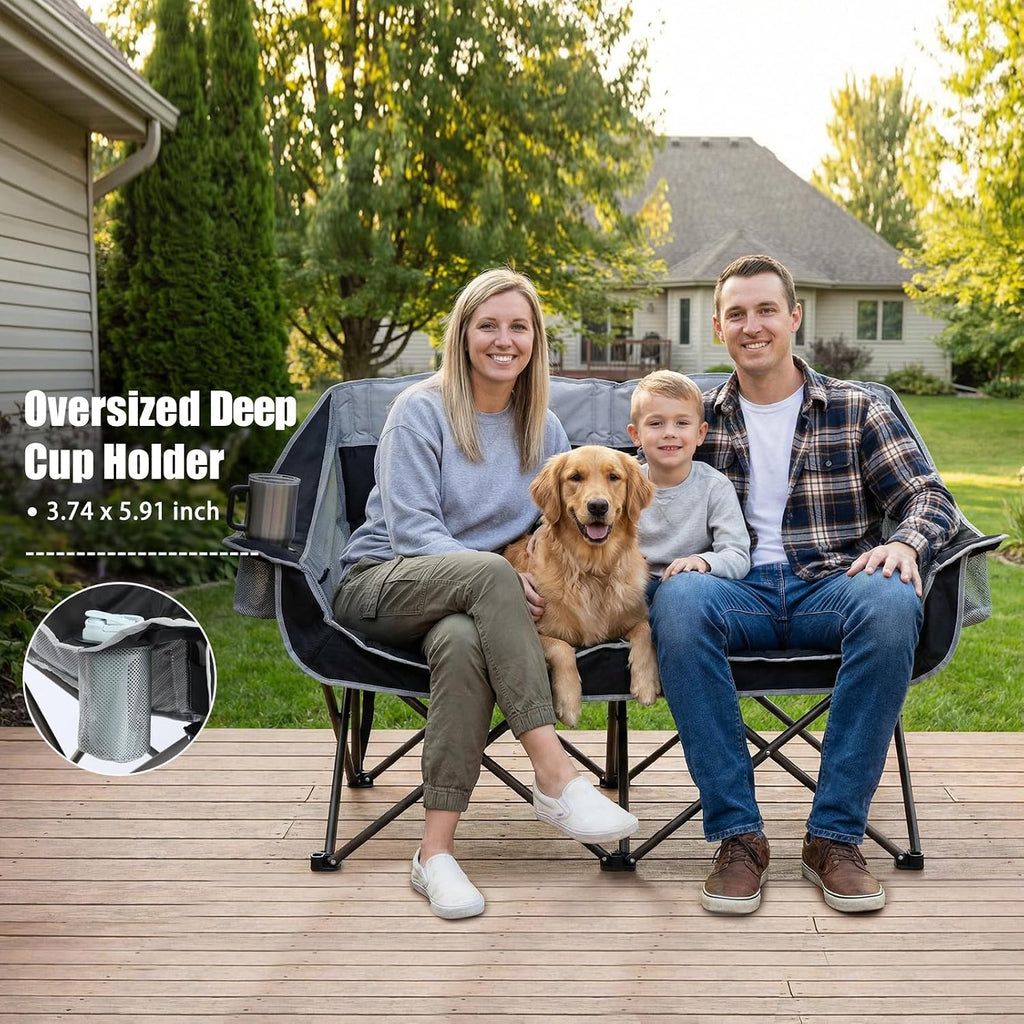 SUNNYFEEL Double Camping Chairs Padded Loveseat Chair for Adults