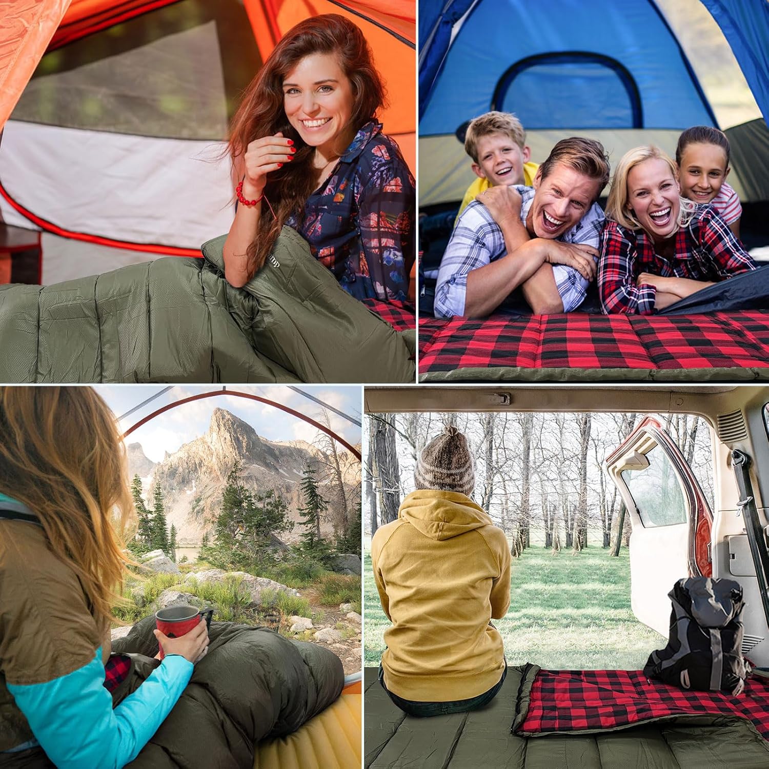 Keencamp 0 Degree Sleeping Bag Cotton Flannel Winter Cold Weather for Adults XXL Sleeping Bag 4 Season Big and Tall with Pillow Compression Sack