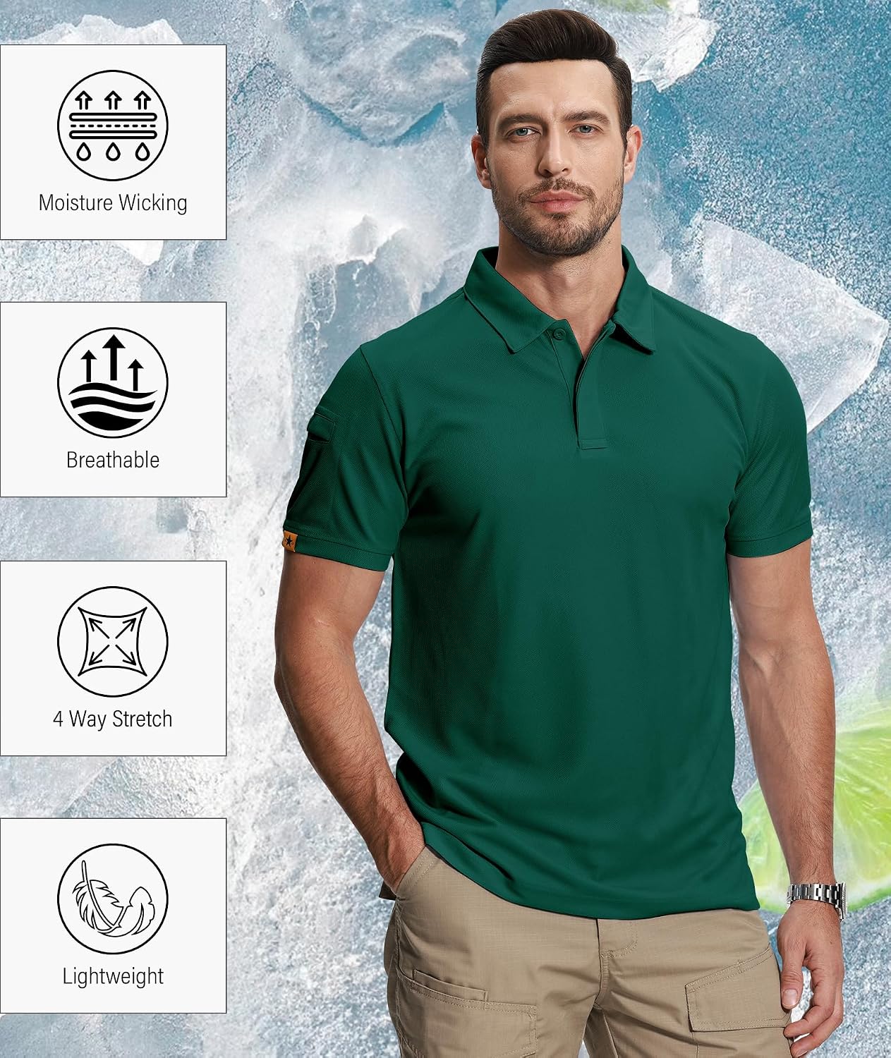 ZITY 5 Pack Mens Polo Shirt Short Sleeve Moisture Wicking Golf T-Shirt