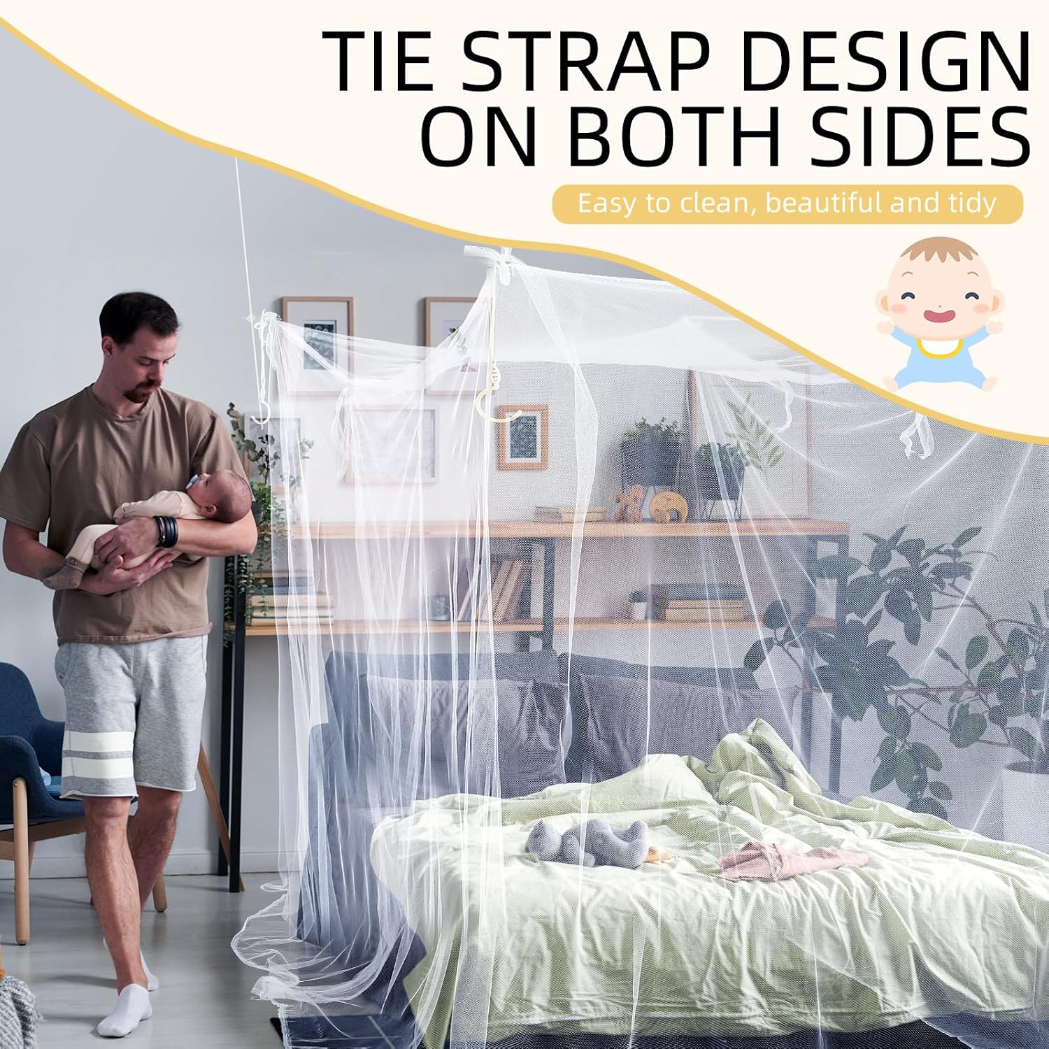 Mindsoft White Mosquito Net for Bed, L75 X W47 X H60 Inch