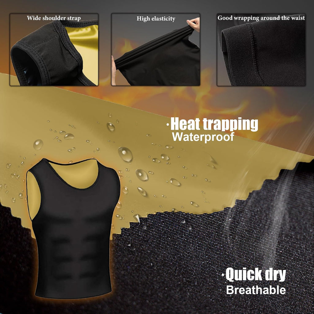 Sauna Vest for Men Waist Trainer, Sleeveless Mens Sweat Sauna Suit Shirt Compression Tank Top