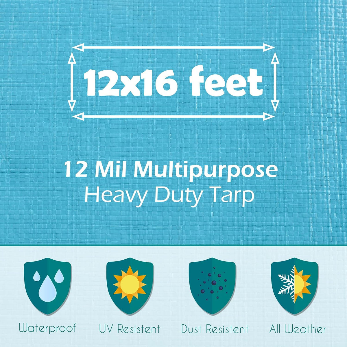 Tarps Heavy Duty Waterproof 12x16 ft, 12 mil Thick Tarp Cover with Grommets