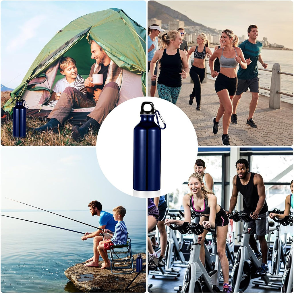24 Pcs Aluminum Water Bottle 17oz Aluminum Reusable Bottles with Clips Sports Lightweight Water Multipack Easy Carry Leakproof Travel for Gym Hiking Cycling Sports Outdoor(Dark Blue)