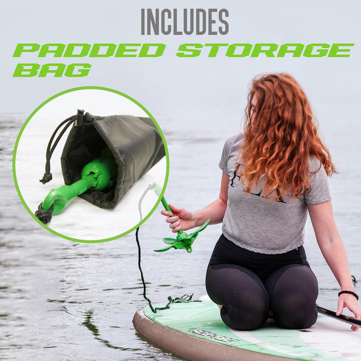 Kayak Anchor Kit - 3.5 lb, Green - Folding Grapnel Anchor with 25 ft Rope