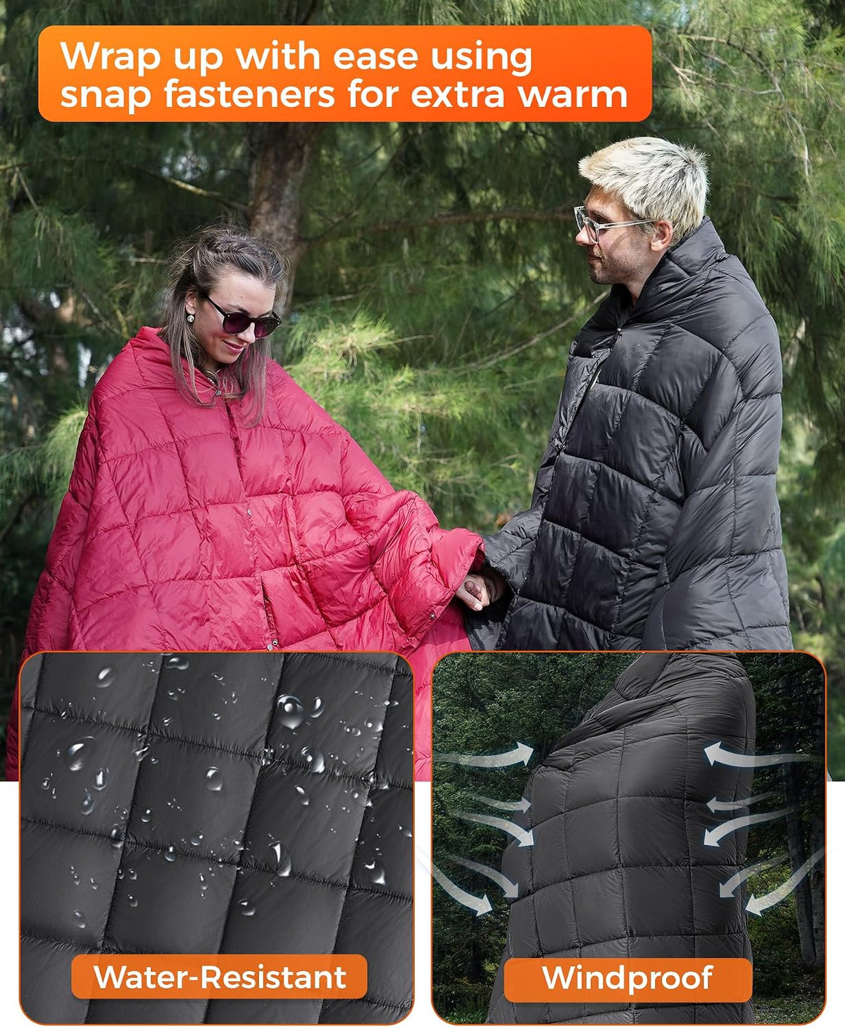 KingCamp Ultralight Camping Blanket, Wearable Packable Blanket 69" x 53"