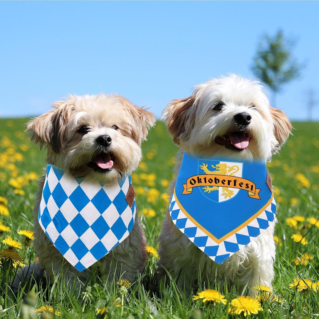 JarThenaAMCS 2Pcs Oktoberfest Dog Bandana German Bavarian Beer Triangle Pet Scarf Adjustable Pet Neckerchief for Medium Large Dog Cat Birthday Costume Accessories