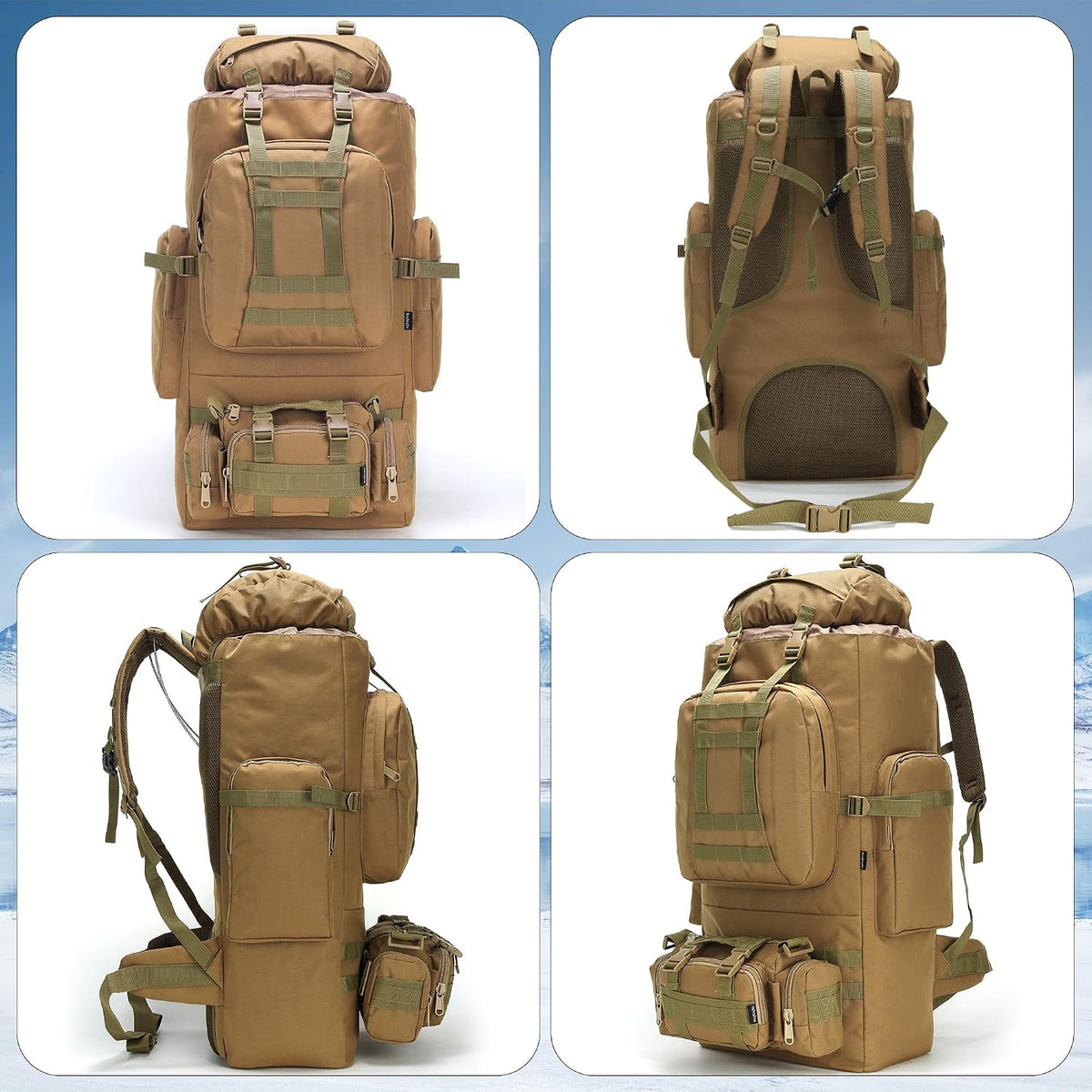 King'sGuard 100L Camping Hiking Backpack Molle Rucksack Military Camping Backpacking Daypack