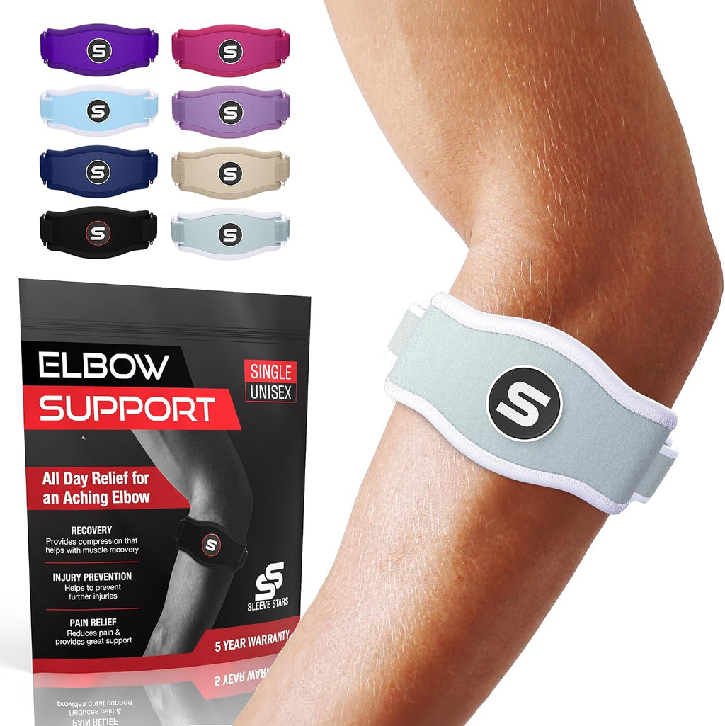 Sleeve Stars Tennis Elbow Brace for Men & Women, Elbow Brace for Tendonitis, Tennis Elbow Strap, Golfers Elbow Brace, Elbow Support Wrap for Tennis Elbow Relief, Fits 9"-23" (Pair/Mint Green)