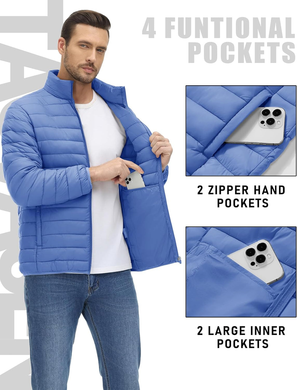 TACVASEN Men's Lightweight Puffer Jacket Quilted Insulated Winter Coat