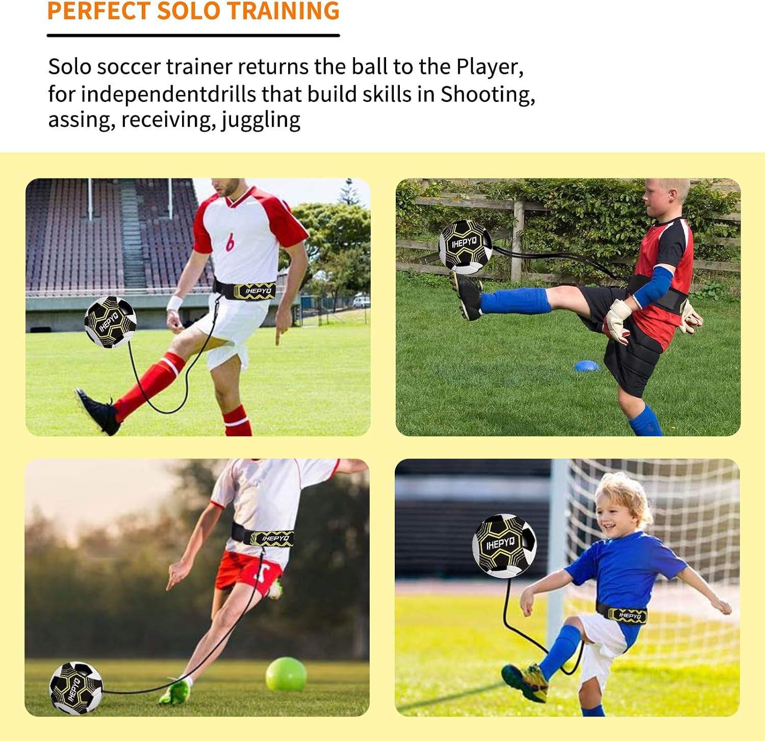 IHEPYQ Soccer Agility Training Equipment Set, 12 Rung 20Ft Agility Ladder, 12 Disc Cones, 4 Steel Stakes, Solo Soccer Trainer, Jump Rope - Speed Training Equipment for Soccer Football Basketball