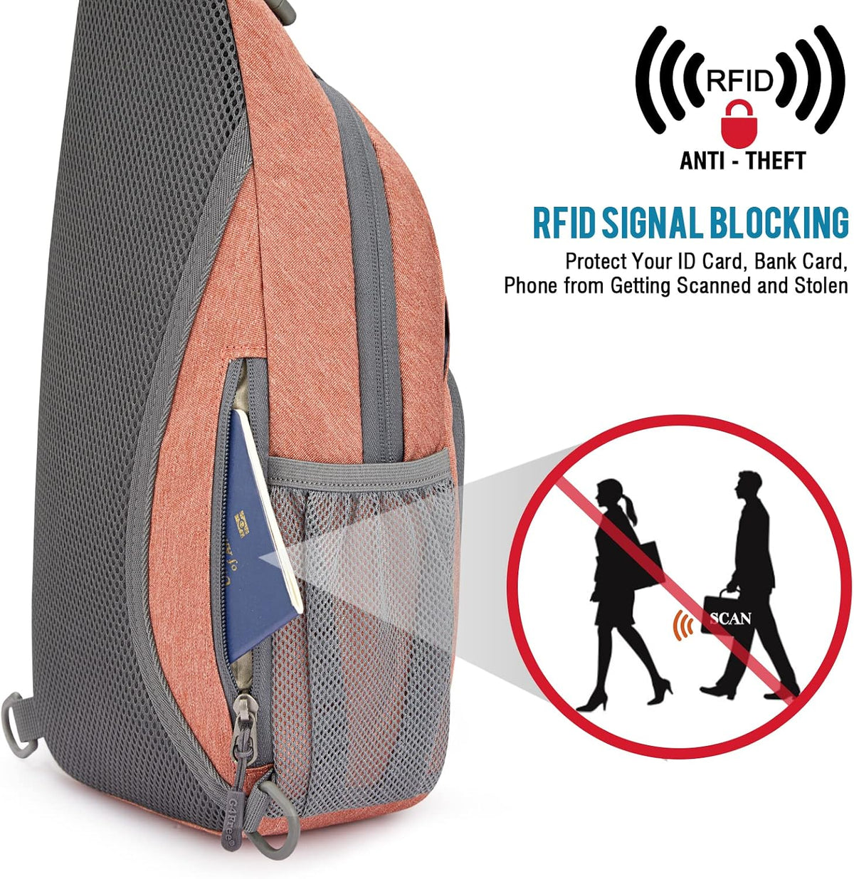 G4Free RFID Sling Bag Crossbody Backpack Small Chest Shoulder Bag Hiking Outdoor