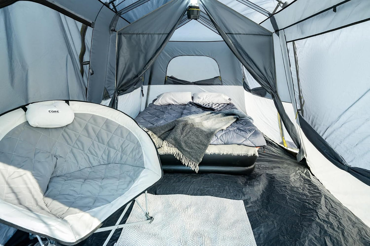 CORE Instant Cabin Tents | Family Cabin Multi Room Pop Up Tents Car Camping | Included Storage Pockets for Camping Accessories