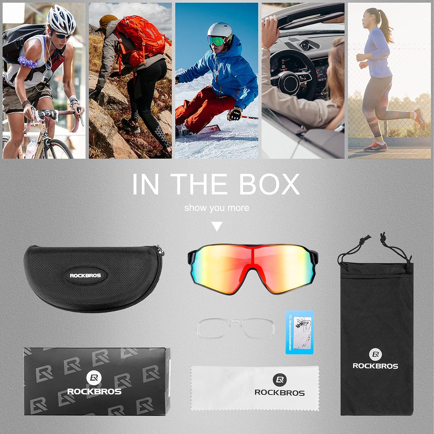 ROCKBROS Polarized Sports Sunglasses Anti-Glare HD Cycling Sun Glasses