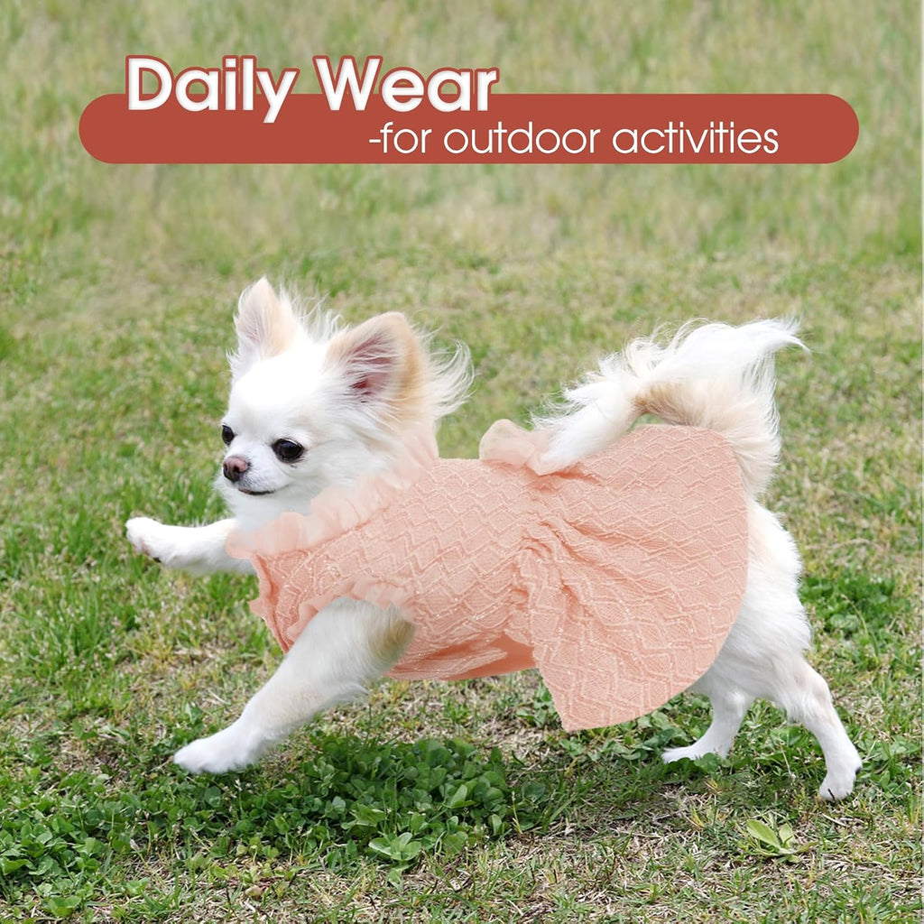 Kuoser Dog Dress, Princess Puppy Tutu with Bow-Knot, Pink Dog Dresses XS