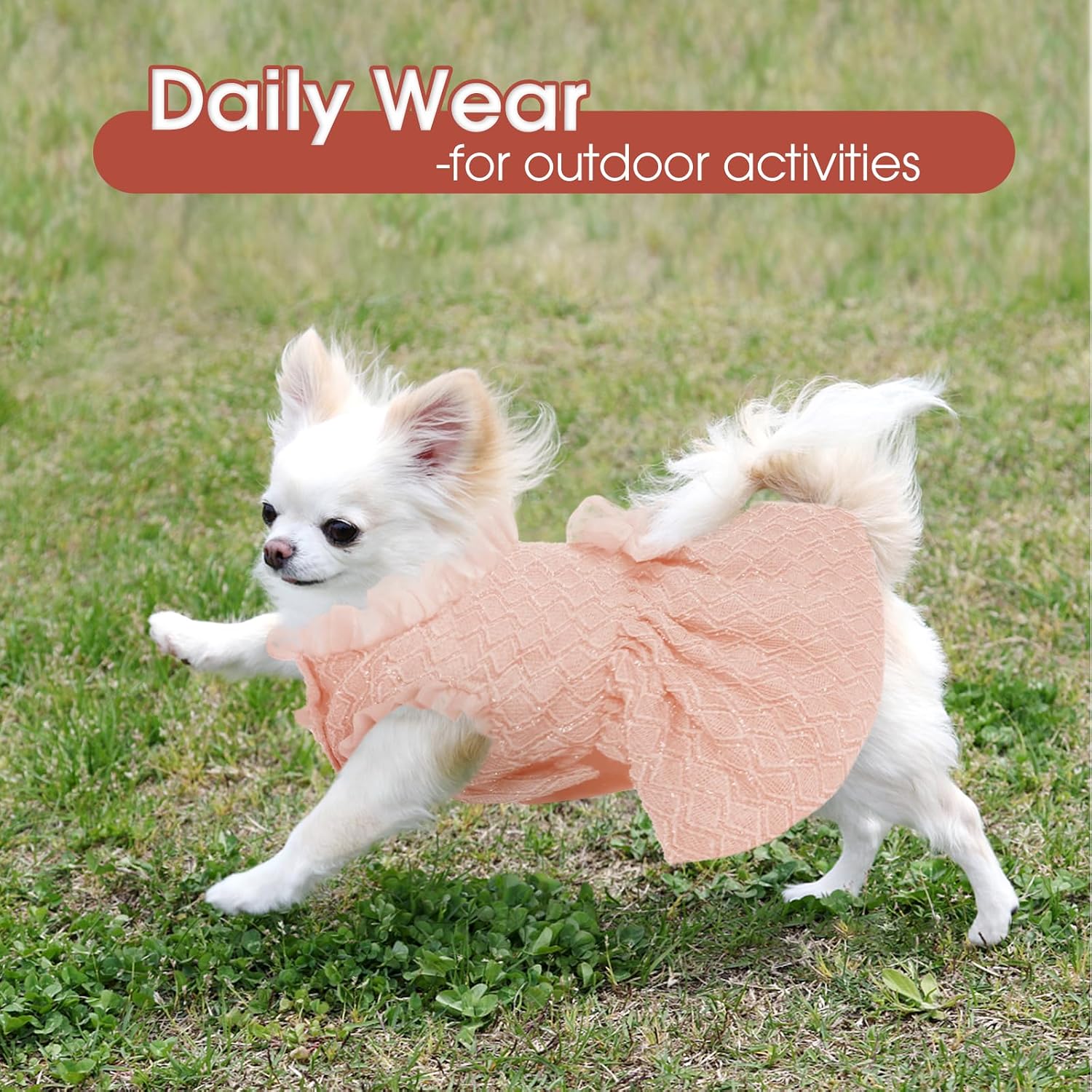 Kuoser Dog Dress, Princess Puppy Tutu with Bow-Knot, Pink Dog Dresses XS