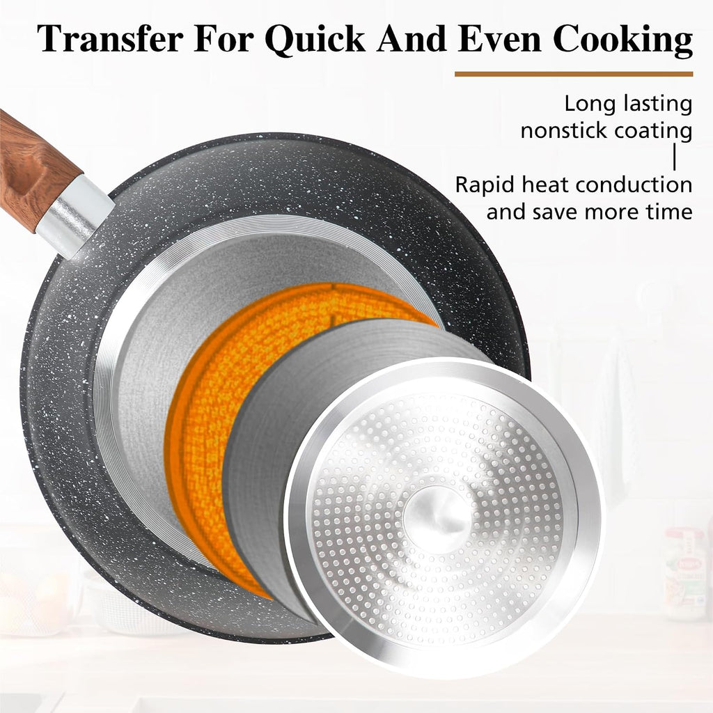 DishDelight 30 Pcs Pots and Pans Set Non Stick, Granite Induction Cookware