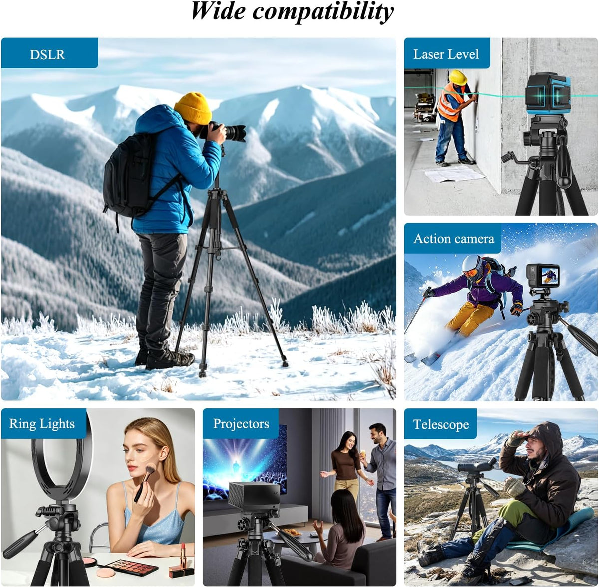 VICTIV 74” Camera Tripod, Tripod for Camera and Phone with Phone Holder