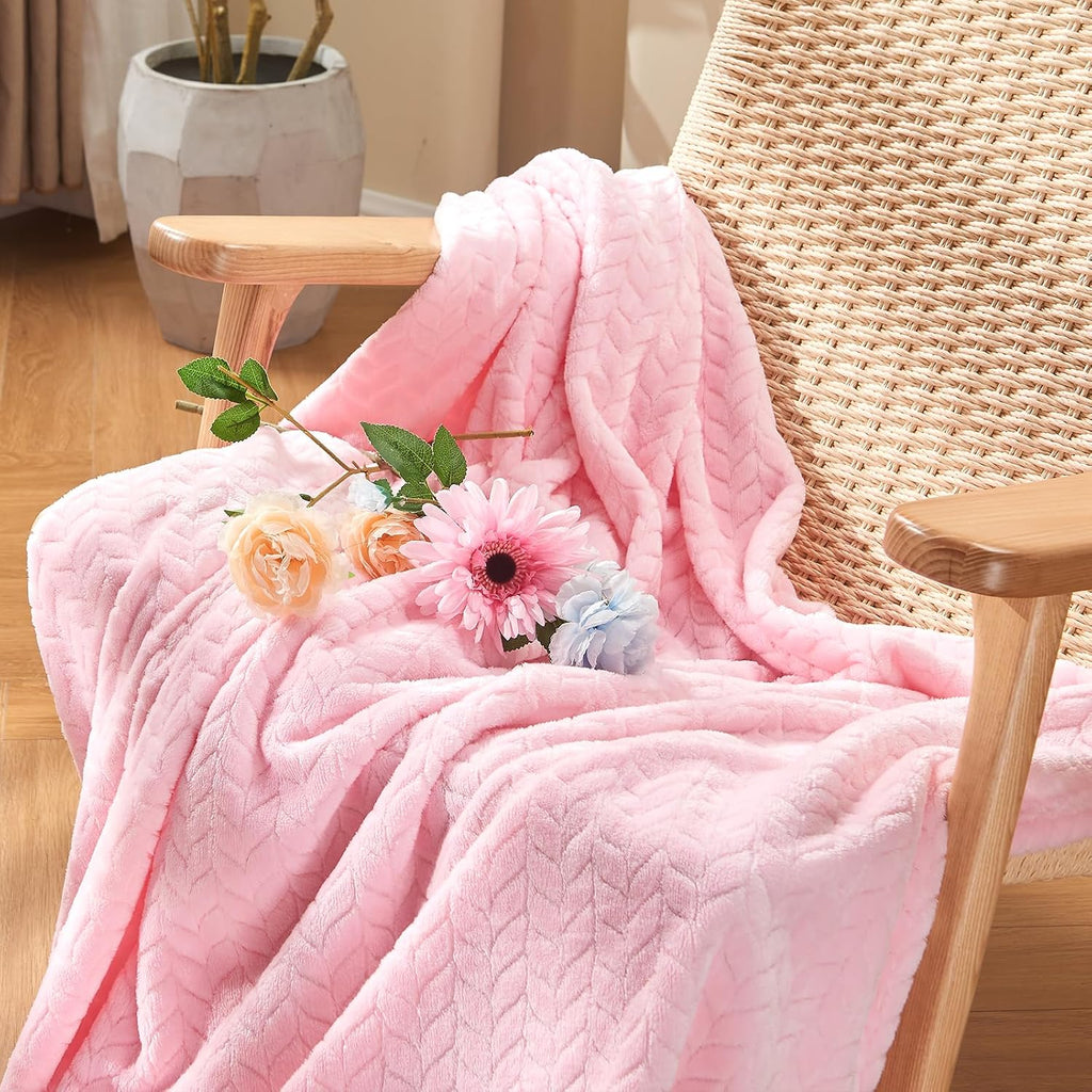 inhand Super Soft Pink Cute Throw Blanket, Cozy Plush Fleece Blanket Throw Size, Washable Lightweight Flannel Blankets Throw for All Season(50”x60”, Baby Pink)