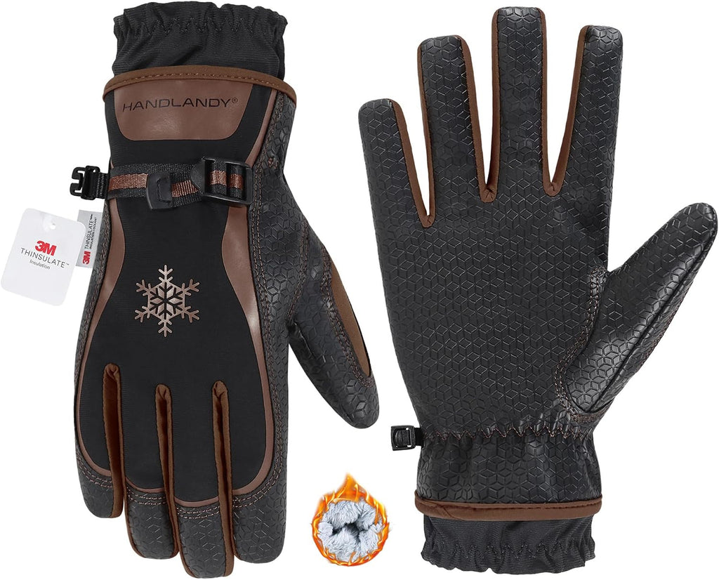 HANDLANDY Winter Work Gloves for Men Women, 3M Thinsulate Insulated Thermal Waterproof Skiing Hiking Cold Weather Gloves