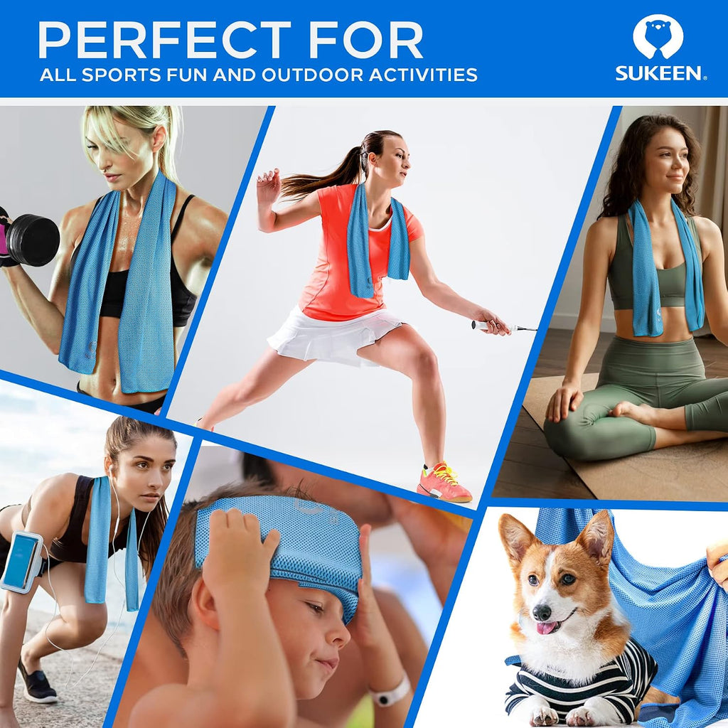 Sukeen 4 Pack Cooling Towels (40"x 12"), Cooling Neck Wraps, Soft Ice Towel