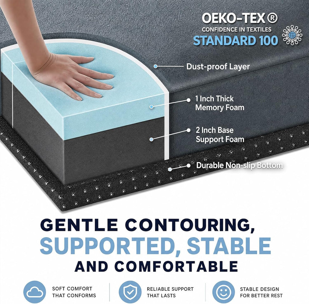 3 Inch Memory Foam Camping Mattress Pad, Non-Slip Roll Up Bed for Tent, Car