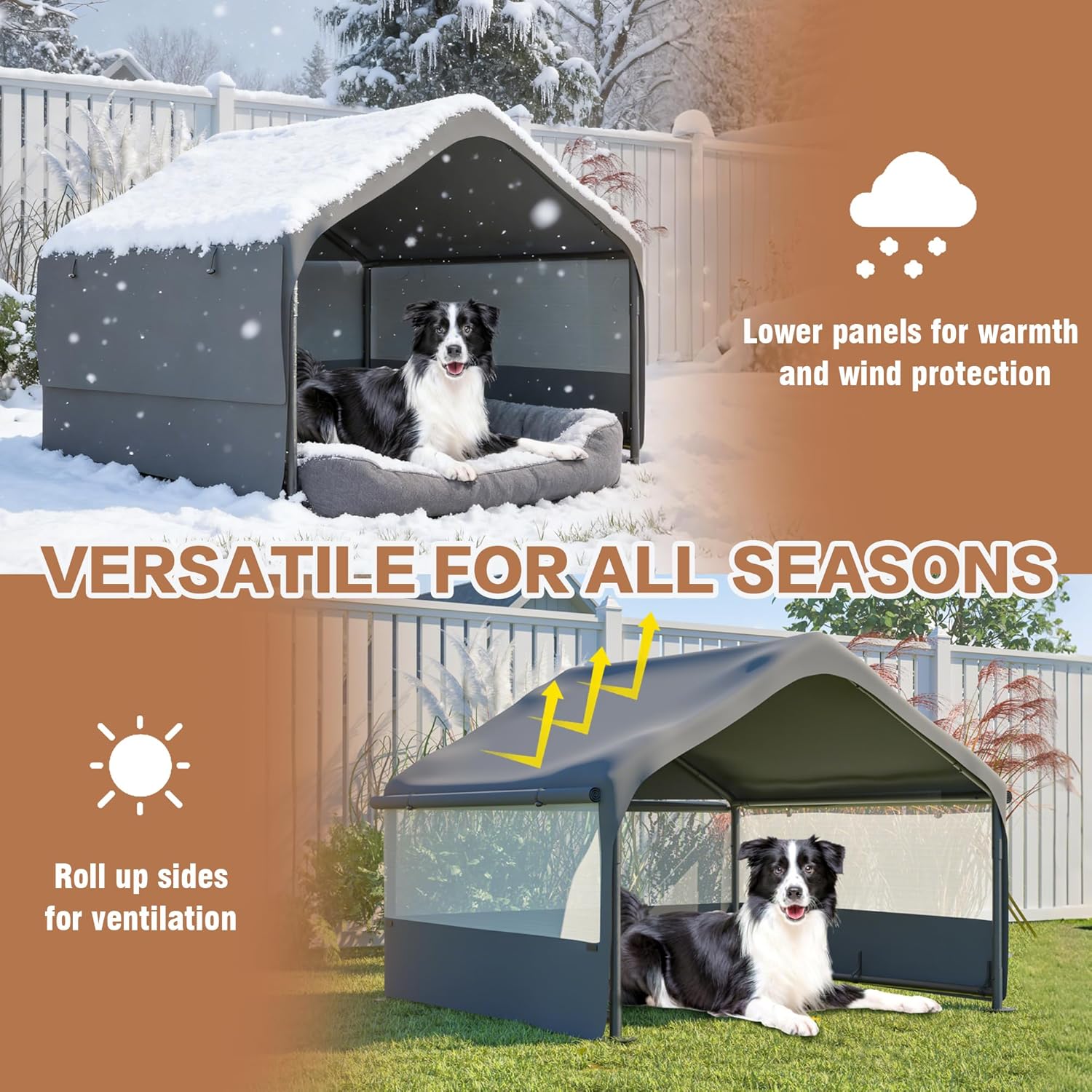 Extra Large Dog Shade Shelter 4'x4'x3' Waterproof, Outdoor Tent Canopy with Three-Sided Breathable Mesh Windows for Pet Medium Large Dogs, Cats, Pigs