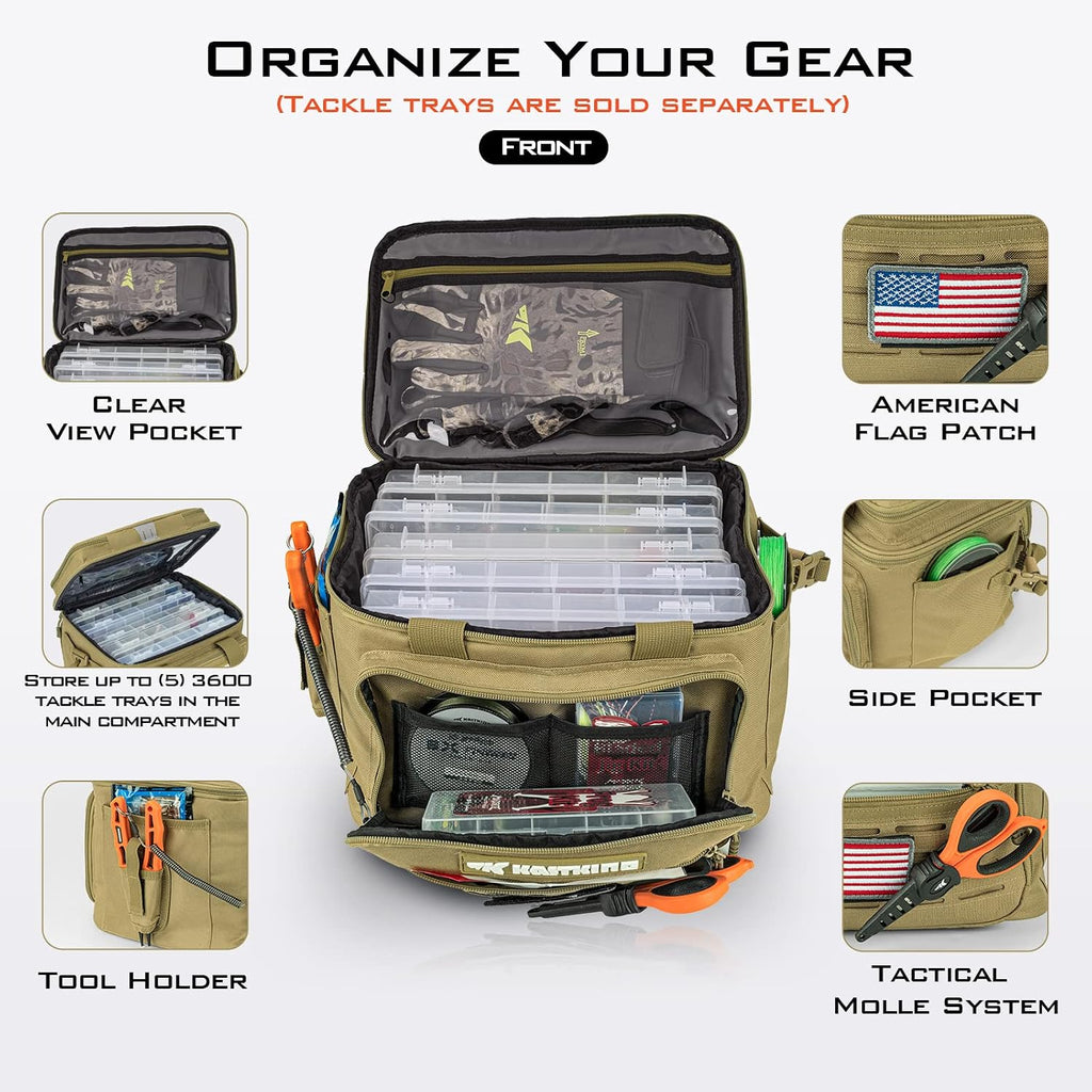 KastKing KarryAll Fishing Tackle Bag, Saltwater & Freshwater Gear Storage