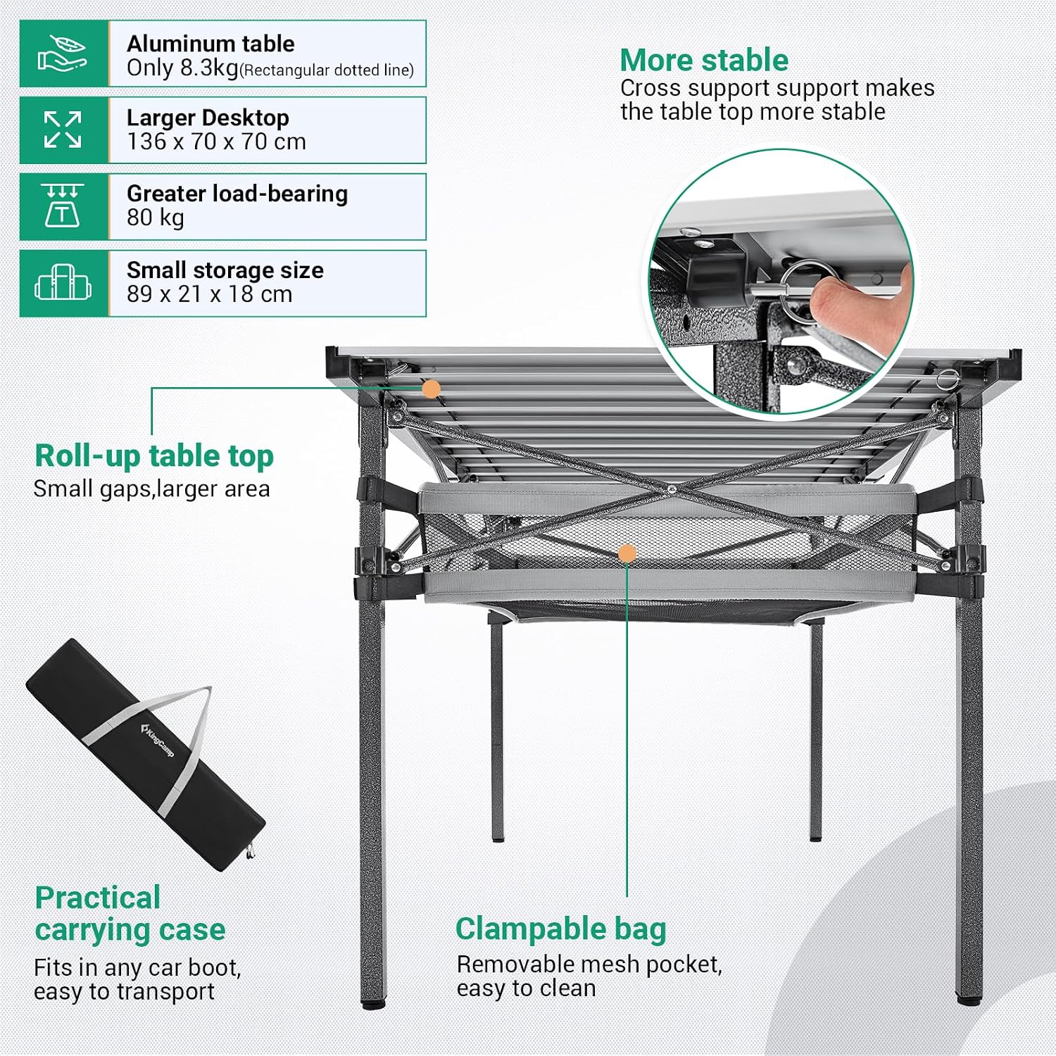 KingCamp Folding Camping Table, Portable Camp Table